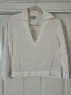 Olivia James the Label Taylor Top in white linen, size M